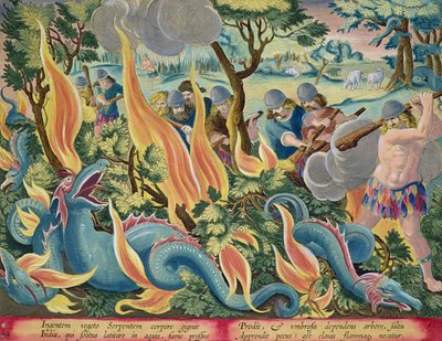 Catching Serpents in India Using Clubs and Torches to Light the Undergrowth, plate 44 from 